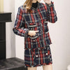 Skirt Suits Women Runway Designer Elegant Office Ladies Formal Tweed Wool Plaid Blazer Jacket Mini Skirt 2 Piece Set Fall Winter
