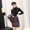 Skirt Suits Women Runway Designer Elegant Office Ladies Formal Tweed Wool Plaid Blazer Jacket Mini Skirt 2 Piece Set Fall Winter