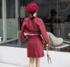 Skirt Suits Women Runway Designer Elegant Office Lady Formal Tweed Red Blazer Jacket Mini Skirt 2 Piece Sets 2022 Autumn Winter