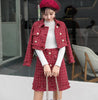 Skirt Suits Women Runway Designer Elegant Office Lady Formal Tweed Red Blazer Jacket Mini Skirt 2 Piece Sets 2022 Autumn Winter