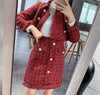 Skirt Suits Women Runway Designer Elegant Office Lady Formal Tweed Red Blazer Jacket Mini Skirt 2 Piece Sets 2022 Autumn Winter