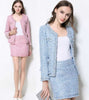 Skirt Suits Women Runway Designer Elegant Office Lady Formal Tweed Wool Blazer Jacket Mini Skirt 2 Piece Sets 2022 Autumn Winter