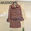 Skirt Suits Women Runway  Designers Elegant Office Ladies Formal Tweed Blazer Jacket Coat Mini Skirt 2 Piece Sets Winter