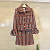 Skirt Suits Women Runway  Designers Elegant Office Ladies Formal Tweed Blazer Jacket Coat Mini Skirt 2 Piece Sets Winter