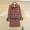 Skirt Suits Women Runway  Designers Elegant Office Ladies Formal Tweed Blazer Jacket Coat Mini Skirt 2 Piece Sets Winter