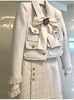 Skirt Suits Women Runway  Designers Elegant Office Ladies Formal Tweed Blazer Jacket Mini Skirt 2 Piece Set Winter Outfits