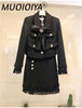 Skirt Suits Women Runway  Designers Elegant Office Ladies Formal Tweed Blazer Jacket Mini Skirt 2 Piece Set Winter Outfits