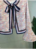 Skirt Suits Women Runway  Designers Elegant Office Ladies Formal Tweed Blazer Jacket Pink Mini Skirt Two Piece Sets Winter