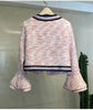 Skirt Suits Women Runway  Designers Elegant Office Ladies Formal Tweed Blazer Jacket Pink Mini Skirt Two Piece Sets Winter