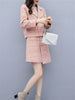 Skirt Suits Women Set Autumn Winter Elegant Vintage Plaid Blazer Coat Tops and Pink Mini Skirt 2 Two Piece Set Ladies Clothes