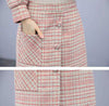 Skirt Suits Women Set Autumn Winter Elegant Vintage Plaid Blazer Coat Tops and Pink Mini Skirt 2 Two Piece Set Ladies Clothes