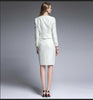 Skirt Suits Women Two Piece Set Office Lady Business Formal Work Tweed Blazer Coat Skirt Elegant  Uniform Outfits