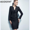 Skirt Suits Women Two Piece Set Office Lady Business Formal Work Tweed Blazer Coat Skirt Elegant  Uniform Outfits