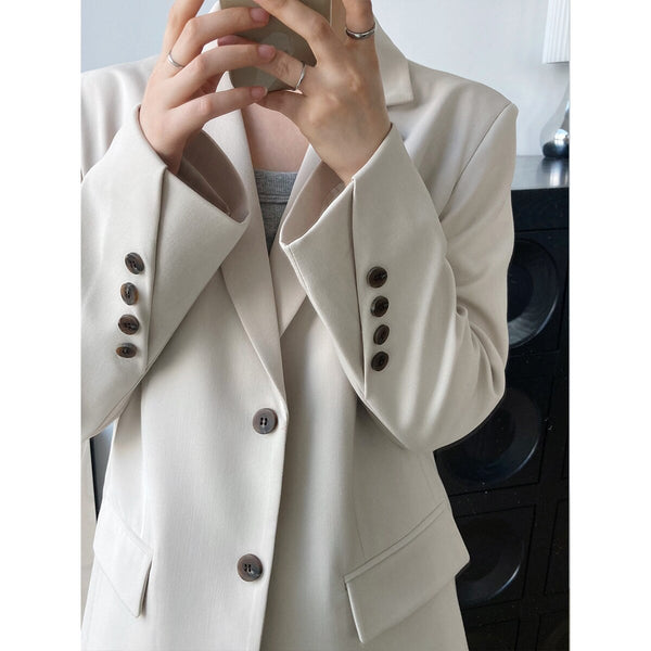 Slant Button Blazer Femme Feminino Women Long Coat Women's Spring Autumn Korean Elegant Casual Suit Top