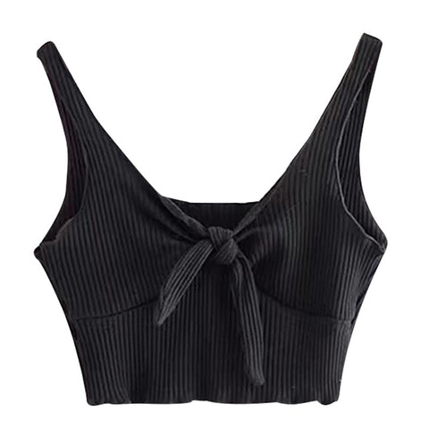 Sleeveless Backless V Neck Summer Casual Tank Tops Fashion Sexy Hollow Out Cotton Crop Tops Short T Shirt