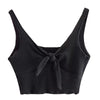 Sleeveless Backless V Neck Summer Casual Tank Tops Fashion Sexy Hollow Out Cotton Crop Tops Short T Shirt
