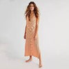 Sleeveless Bikini Cover-ups Sexy Crochet Knitted Beach Summer Dress Women V Neck Long Swim Cover Up Female Holiday Sundress