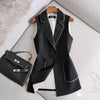 Sleeveless Blazers Women Solid Notched Single Button Casual Slim Simple Cozy Office All-match Plus Size S-4XL Autumn New