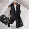 Sleeveless Blazers Women Solid Notched Single Button Casual Slim Simple Cozy Office All-match Plus Size S-4XL Autumn New