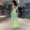 Sleeveless Cut Out Sexy Mesh Maxi Dress Women Backless Straps Party Bodycon Long Dresses Bikini Cover Up Beach Dress 2023 Summer