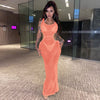 Sleeveless Cut Out Sexy Mesh Maxi Dress Women Backless Straps Party Bodycon Long Dresses Bikini Cover Up Beach Dress 2023 Summer