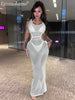 Sleeveless Cut Out Sexy Mesh Maxi Dress Women Backless Straps Party Bodycon Long Dresses Bikini Cover Up Beach Dress 2023 Summer