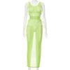 Sleeveless Cut Out Sexy Mesh Maxi Dress Women Backless Straps Party Bodycon Long Dresses Bikini Cover Up Beach Dress 2023 Summer