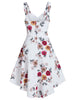 Sleeveless Floral Print Knotted High Low Boho Dress Ladies V-Neck A-Line Dress Summer Women Vintage Casual Dress Vestidos M-3XL