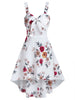 Sleeveless Floral Print Knotted High Low Boho Dress Ladies V-Neck A-Line Dress Summer Women Vintage Casual Dress Vestidos M-3XL