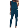 Sleeveless Lace-up Plus Size Jumpsuit Sexy Long Solid Playsuit Autumn Women Casual Jumpsuits Female Overalls for Woman GV830