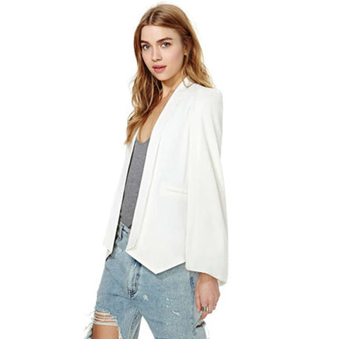 Sleeveless White Blazer Women Candy Pink Roze Sexy Boho Blazers Cardigan Women Underwear Ternos Ceket Ponchos And Capes 60X028