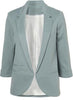 Slim British Women Blazers and Jackets Solid 3/4 Ruched Sleeve Open Front Spring Autumn Work Office Blazer Femenino 12