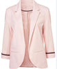 Slim British Women Blazers and Jackets Solid 3/4 Ruched Sleeve Open Front Spring Autumn Work Office Blazer Femenino 12