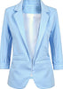 Slim British Women Blazers and Jackets Solid 3/4 Ruched Sleeve Open Front Spring Autumn Work Office Blazer Femenino 12