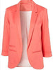 Slim British Women Blazers and Jackets Solid 3/4 Ruched Sleeve Open Front Spring Autumn Work Office Blazer Femenino 12