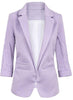 Slim British Women Blazers and Jackets Solid 3/4 Ruched Sleeve Open Front Spring Autumn Work Office Blazer Femenino 12