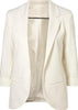 Slim British Women Blazers and Jackets Solid 3/4 Ruched Sleeve Open Front Spring Autumn Work Office Blazer Femenino 12