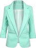 Slim British Women Blazers and Jackets Solid 3/4 Ruched Sleeve Open Front Spring Autumn Work Office Blazer Femenino 12