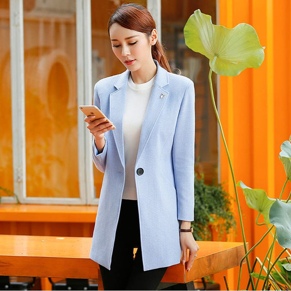 Slim Fit Plus Size Blazer Women Casual Long Korean Elegant Blazer Office Coat Marynarka Damska Formal Jackets Women 60N0940