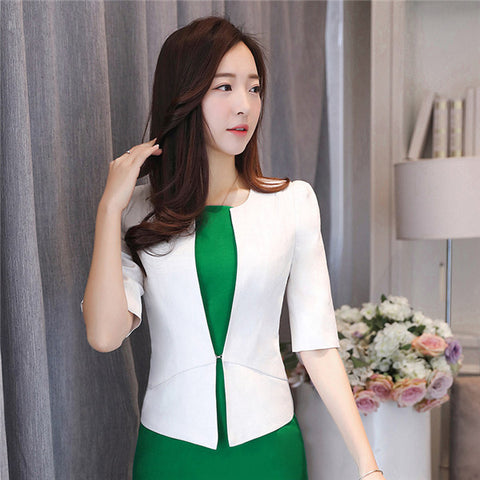 Slim Fit Women Blazer Suit And Jackets Slim Fit Fashion Casual Half Sleeve Ladies Office Suit Elegante Women'S Blazers MA118