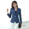 Slim Long Sleeve Blazer Ladies Buckle Plaid Elegant Tweed Blazers Casual Mujer Tailleur Femme Suit Jacket Office Wear 50N0930