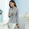 Slim Long Sleeve Blazer Ladies Buckle Plaid Elegant Tweed Blazers Casual Mujer Tailleur Femme Suit Jacket Office Wear 50N0930