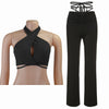 Slim Sexy Two Piece Sets Fluffy Outfits Chiffon Hooded Longpants+crop Top Women Tracksuit Sports Sweatshirt Sets 2023