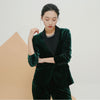 Slim Short Suit Long Sleeve Blazer Women Casual Green Velvet Jacket Suit Ladies Office Black Basic Jackets Woman Coat X50084