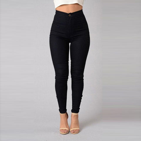 Slim Skinny Jeans Woman White Black High Waist Render Elastic Jeans Long Pants Femme Casual Pencil Pants Denim Jeans Trousers
