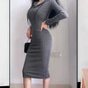 Slim Stretch Casual Sexy Long Sleeve Hooded Pink Dress Women Wrap Hip Autumn Vestido Mujer Grey Hoodies Knit Wild Robe