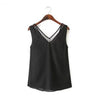Slim Women Tank Tops Casual Thin Light Basic Style Women Solid Sleeveless Chiffon Vest Mesh Patchwork Ladies Clothing Black
