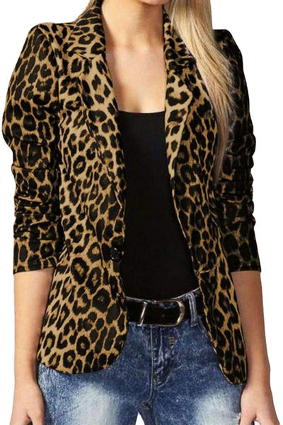Slim jacket leopard print ropa de mujer blazer for women