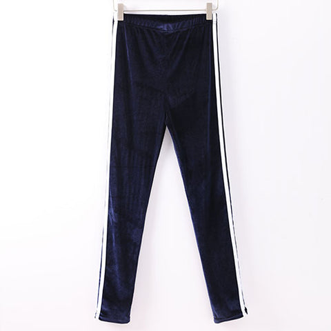 Slim push up Leggings Women Side White Stripe Sexy Womens Velvet leggings Mujer Skinny Pants Woman 2022 Striped Legging Femme