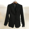 Slit Sleeve Lace Spliced One Button Slim Suit 2023 Style Women Blazer